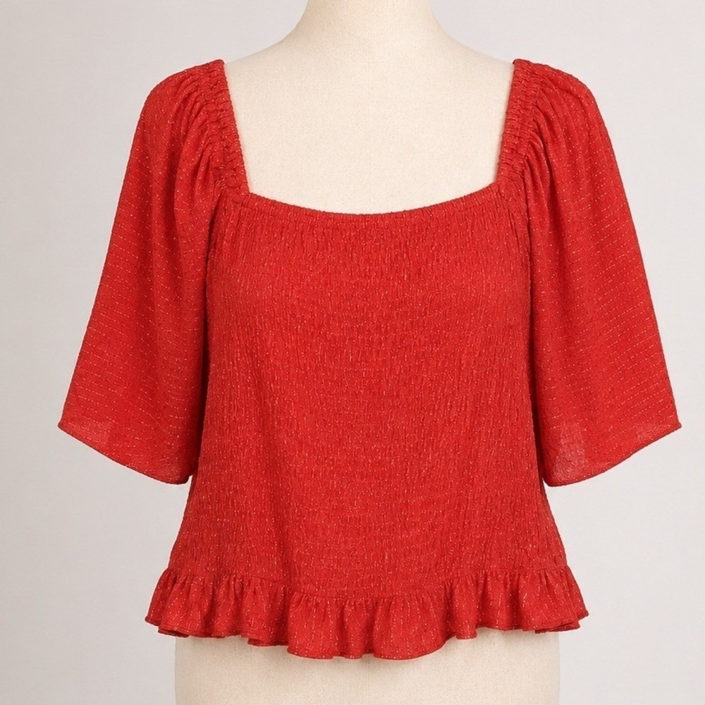 Express Smocked Top Cottagecore Coquette Romantic Fairycore Blouse Womens XL NEW
